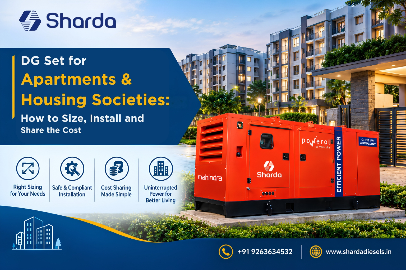 DG Set for Apartments & Housing Societies: How to Size, Install and Share the Cost
