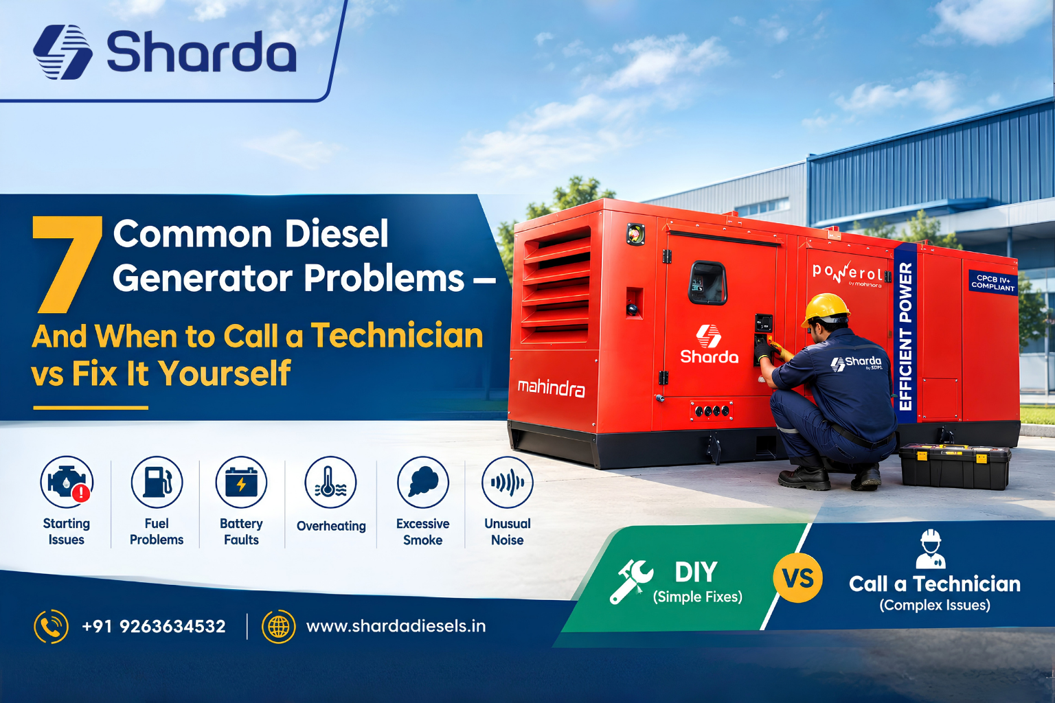 7 Common Diesel Generator Problems — And When to Call a Technician vs Fix It Yourself